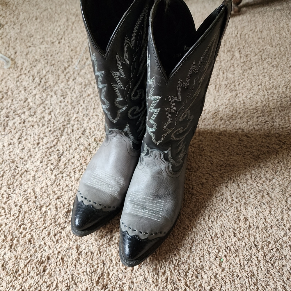 Laredo Cowboy Boots Black Gray Men's 10.5